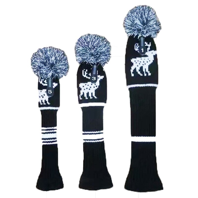 Fairway Metaal Hout Rood/Zwarte Golf Headcover Knit Pom Head Cover Set Duurzaam Slijtvast EDF88