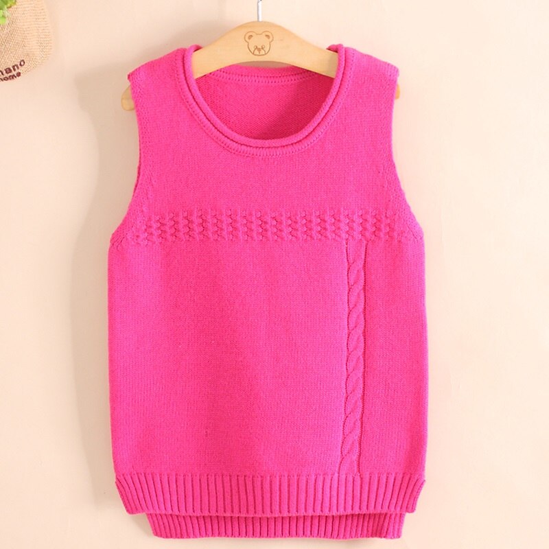 Lente- en herfstkinderkleding voor meisjes, casual truien met ronde hals, wollen gebreide kleding, warme kasjmier truien, vesten voor kinderen.: Rozenrood / 4t