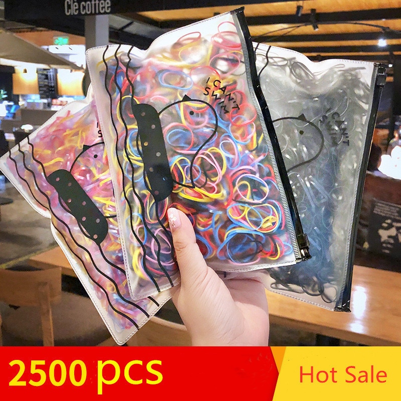 2500pcs Meisjes Elastieken Haarbanden Haar Ring Wegwerp Paardenstaart Houder Rubber Band Scrunchies Kids Gum voor Haar Accessoires