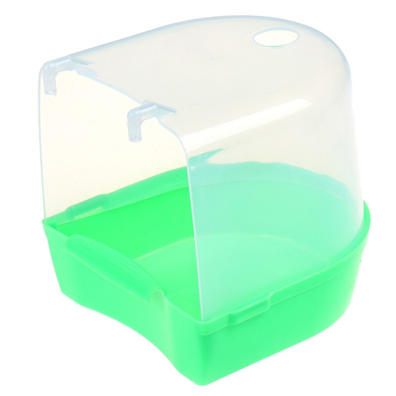 1Pc Plastic Bird Water Bath Box Parrots Parakeet Hanging Birdbath Cage Bathtub Bird Bath Bird Water Bath Tub Pet Bird Bowl: Green