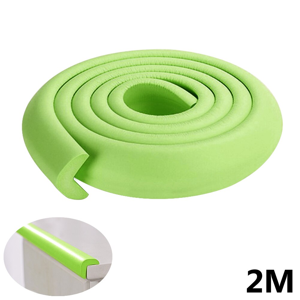 2M L Shape Soft Baby Safety Desk Table Edge Guard Strip Security Kids Protection Bumper Edge Angle Home Anti-collision Strip: green