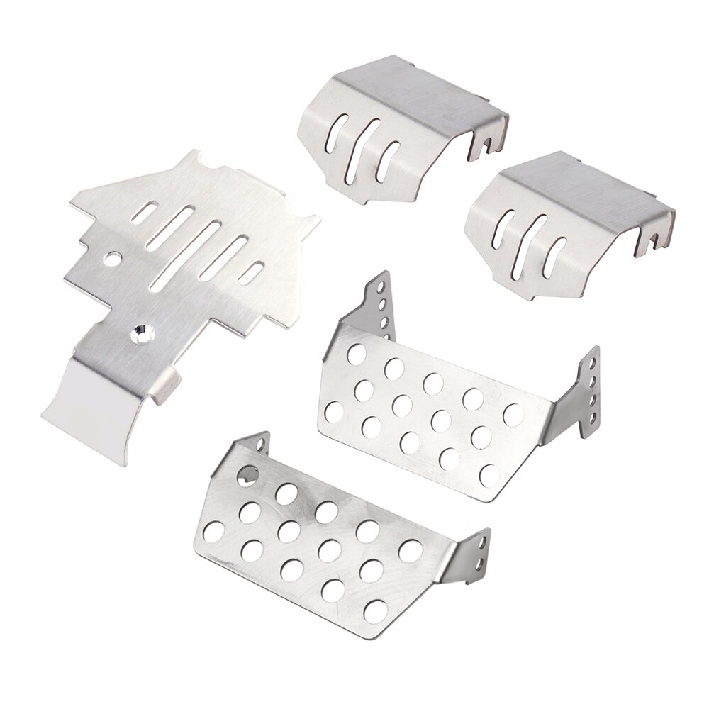 INJORA TRX4 Stainless Steel Chassis Armor Axle Protector Skid Plate for 1/10 RC Crawler TRAXXAS TRX-4: Complete Set