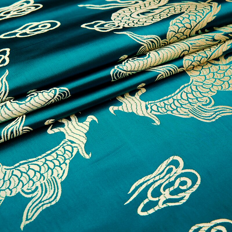 75cm Dragon Pattern Fabric Brocade Jacquard Silk Fabrics Material for Sewing Needlework Cheongsam Kimono and Bag: 4