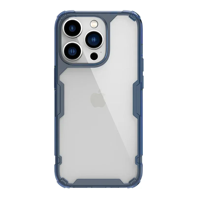 Nillkin para iPhone 16 Pro Max 16 Plus 15 Pro Max 14 Pro Max 13 Pro Max series TPU + PC funda trasera de teléfono transparente suave de silicona: Para iphone14 (6,1 ") / Azul