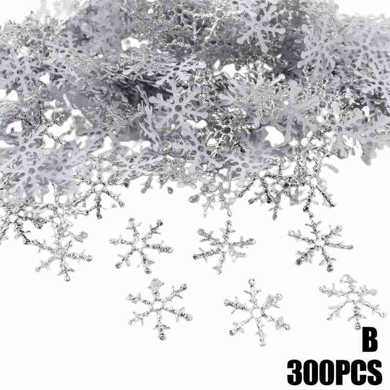 Copos de nieve para decoración navideña, adorno colgante de árbol de Navidad, decoración de copos de Navidad para jardín, vacaciones, de boda, 300 Uds.: B