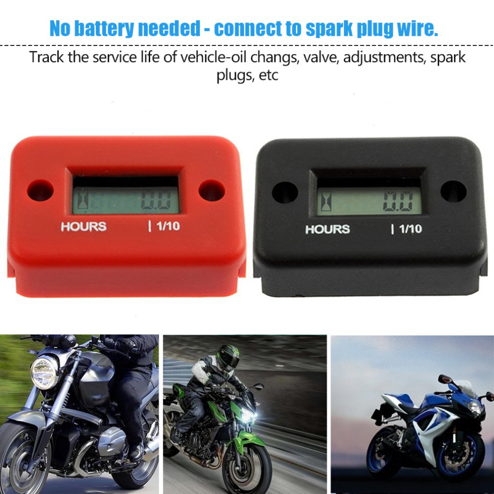 Waterproof Inductive Digital Hour Meter for Bike Motorcycle ATV Snowmobile Marine Boat Ski Dirt Gas Engine 12V