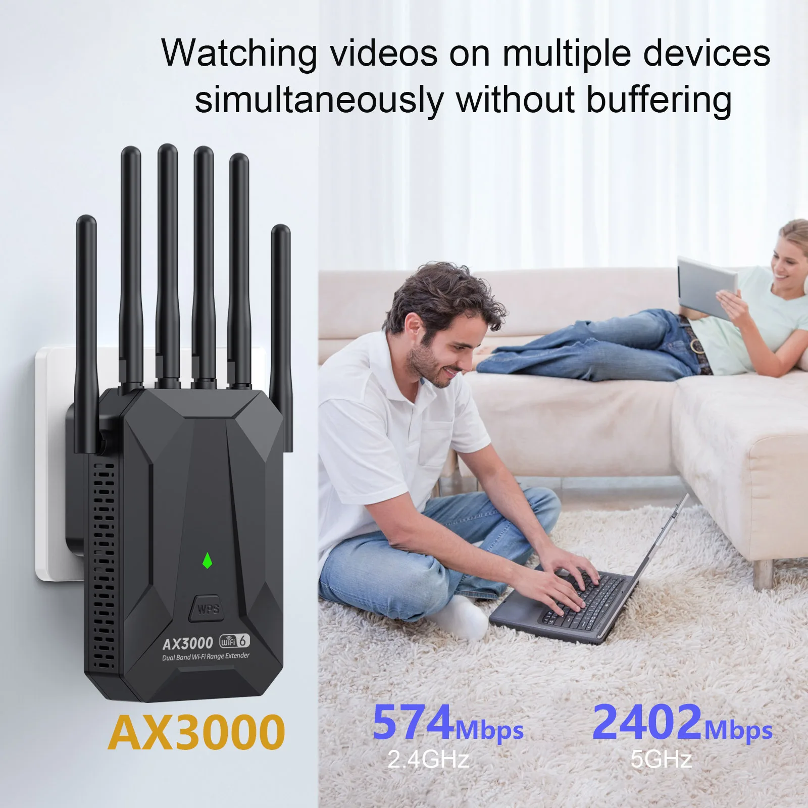 WIFI6 3000Mbps Bezprzewodowy Repeater Dual Band 2.4G/5GHz Gigabitowy WiFi Extender Router Dalekiego Zasięgu Wzmacniacz Sygnału Powiększający