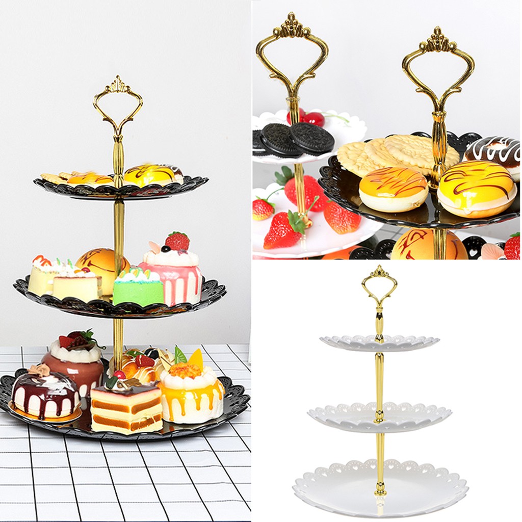 3-Tier Weeding cake stand white cupcake tray lace edge cake tools home decoration dessert table decorating party#30