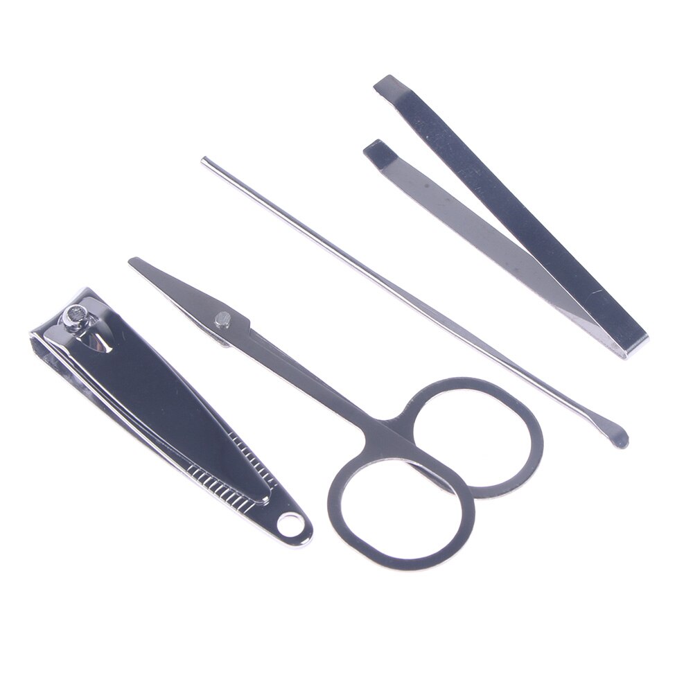 4PCS/SET Nail Art Tools Manicure Set Pedicure Scissor Nail Clippers Eyebrow Tweezer Earpick Nail File Tool Color Randomly