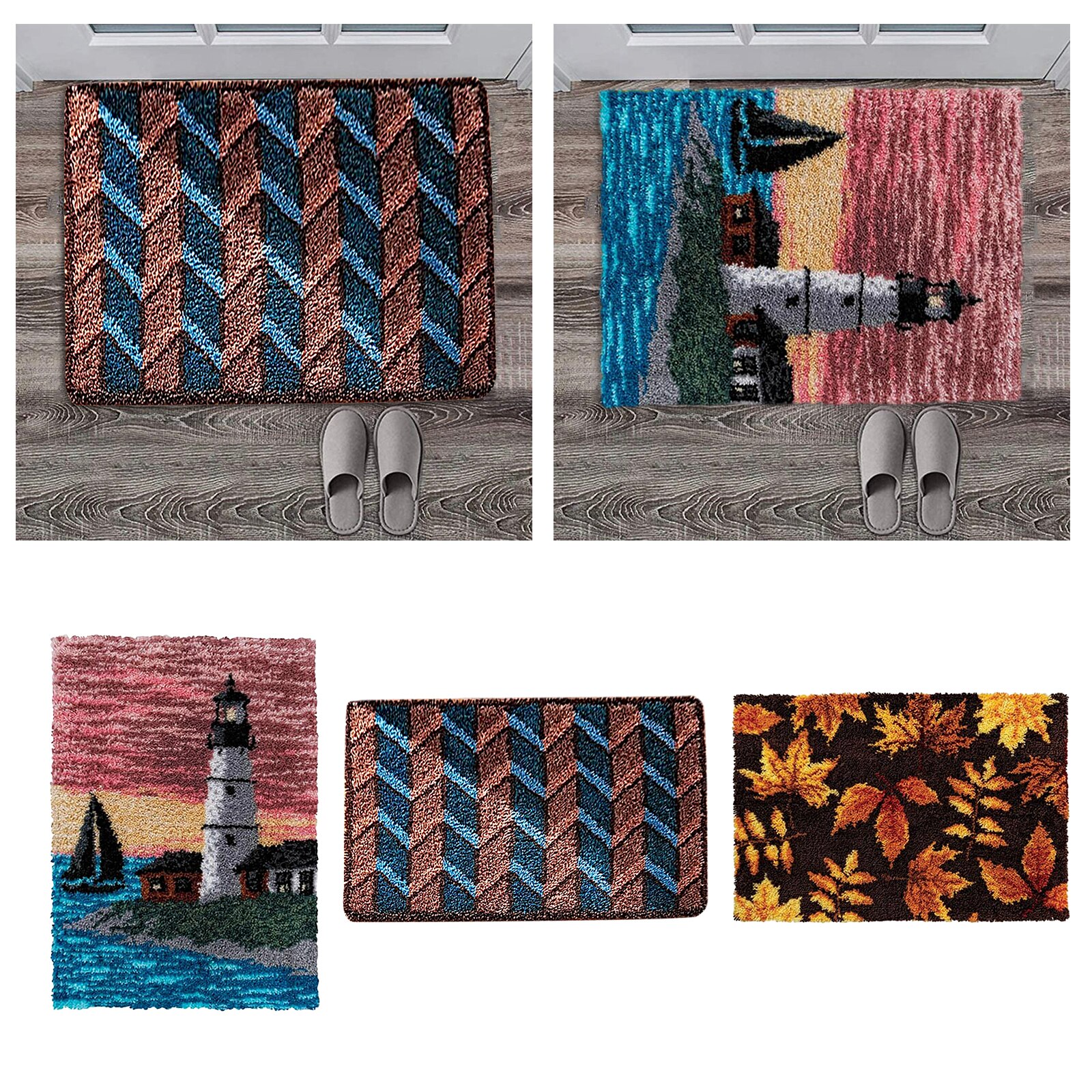 Interlocking Hook Kits DIY Crochet Mats with Printed Pattern Canvas Mat