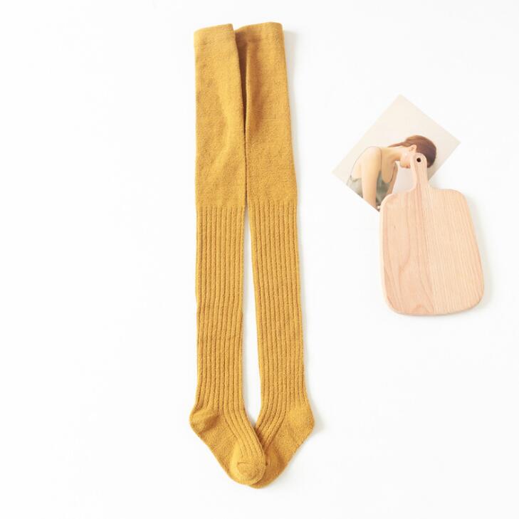 1-8 år gamle børn strømpebukser efterår vinter coral fleece strømpebukser til piger medium tykkelse varm ensfarvet piger& #39 ; leggings: Gul / 5-8 år gammel