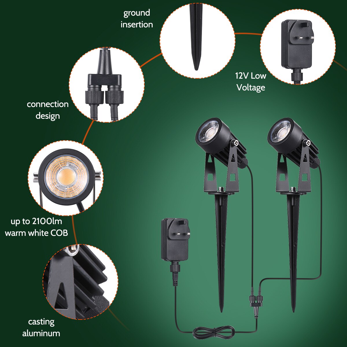 Tomshine 6-in-1 Garten Lichter Niedrigen Spannung LED Landschaft Beleuchtung IP65 Wasserdichte draussen Lampe warm Weiß für gehweg Bäume Hof
