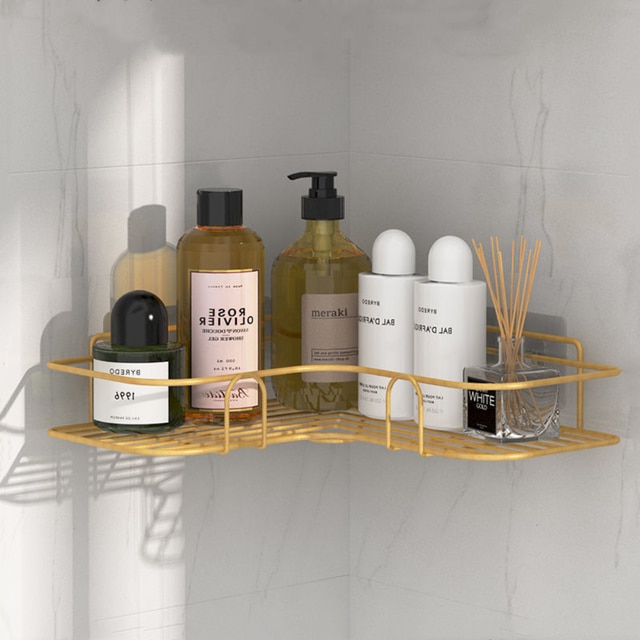Kylpyhuone hylly suihkun säilytysteline toliet teline shampoo säilytysteline teline kylpyhuonetarvikkeet keittiön järjestäjäteline: Kulta 1pc