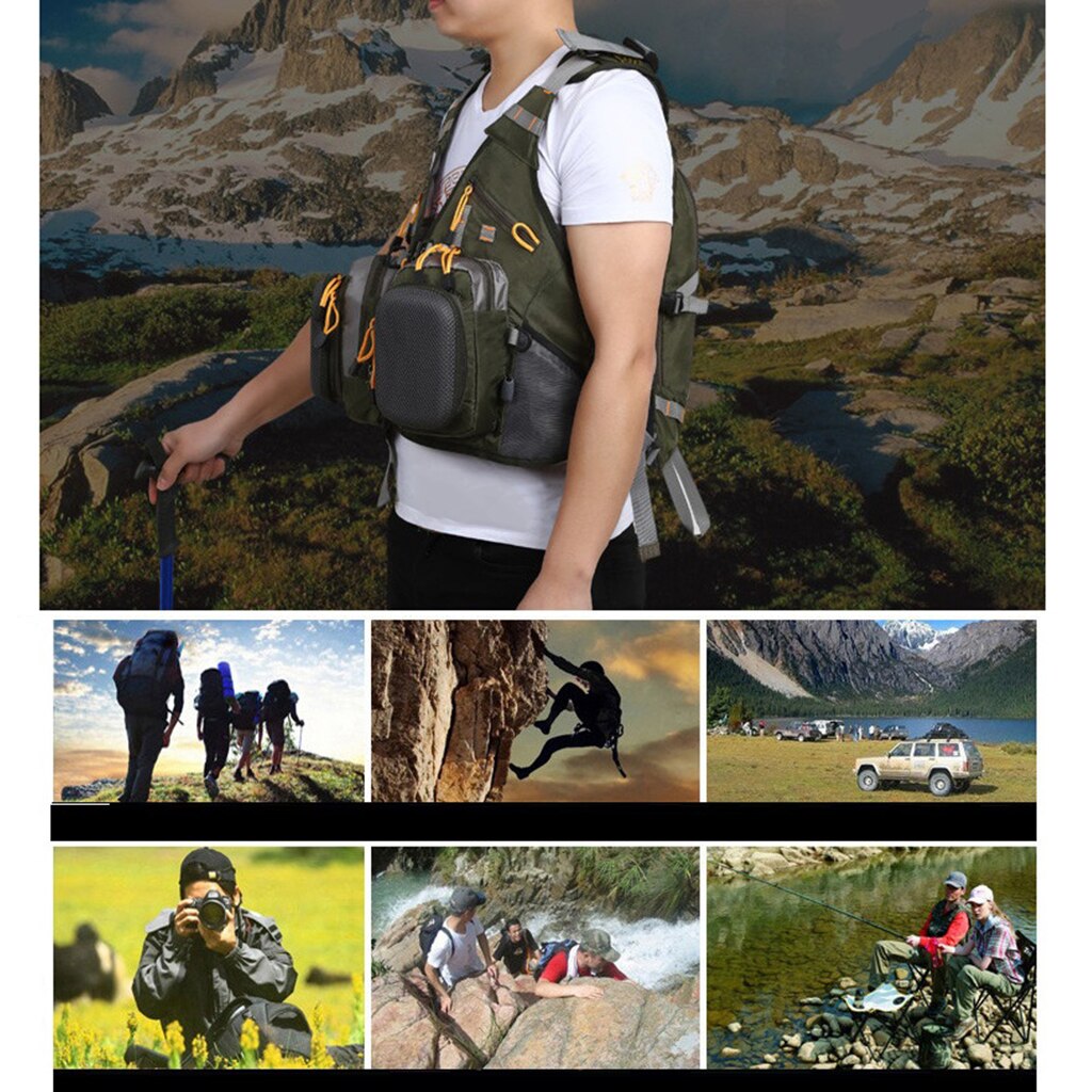 Outdoor Multi-pocket Fly Fishing Vest Backpack Chest Mesh Bag Adjustable Waistcoat Sailing Boating Men Waistcoat Travel Gilet