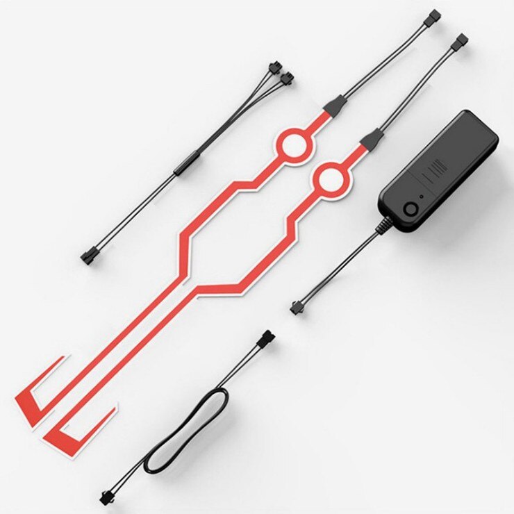 Bande lumineuse pour casque de moto avec lumière froide et nocturne, Kit lumineux d&#39;avertissement LED étanche: Red