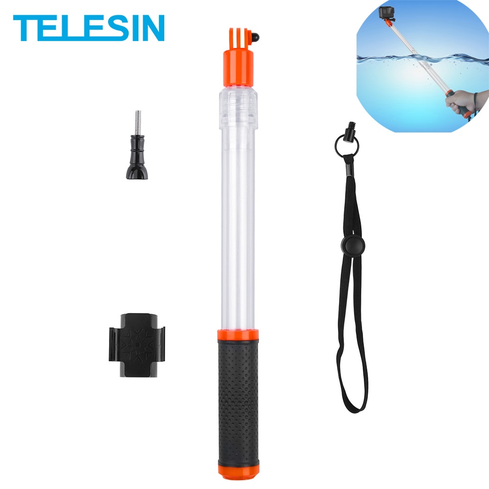 TELESIN-Palo de Selfie impermeable, monopié flotante transparente de mano para GoPro Hero 10, 9, 8, 7, 6, 5, 4, Osmo Action Insta360