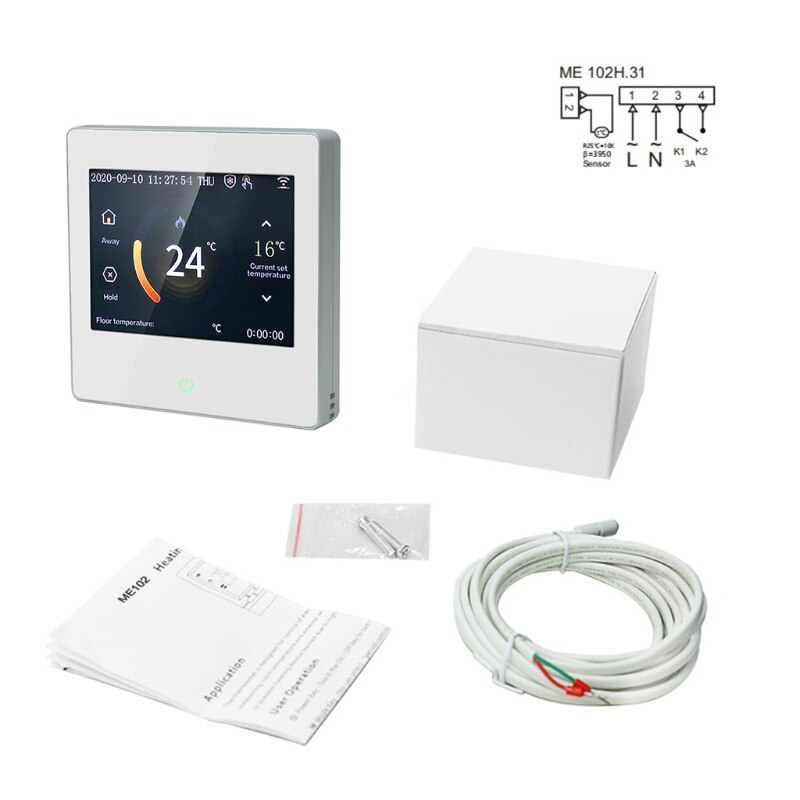 Intelligent wifi berøringsskærm varme termostat smart højttaler stemmestyring 91ad