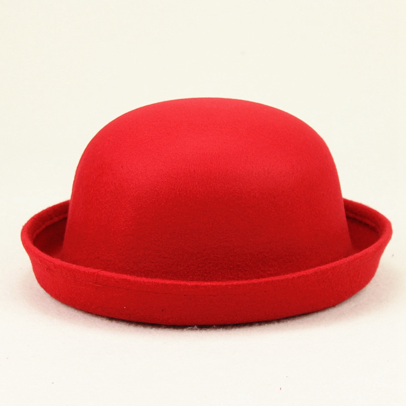 Korean Version Dome Girl Performance Stage Jazz Hat Solid Color Spring Summer Adult Red Felt Hat Women Cap: 8