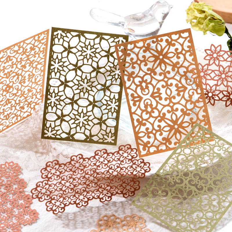 10 Pcs Ins Kant Materiaal Papier Uitgeholde Vlinder Bloemen Decoratieve Scrapbooking Dagboek Album Hand Gemaakt Collage Achtergrond Papier