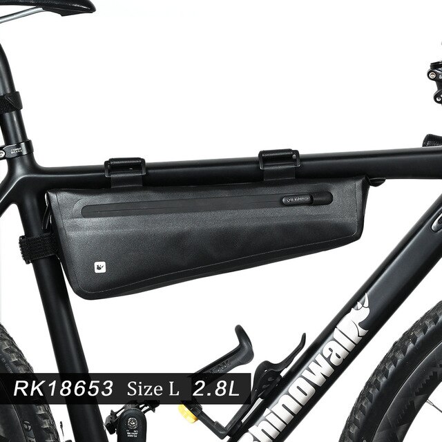 Rhinowalk Fiets Driehoek Tas Fiets Frame Voor Tube Bag Waterdichte Fietsen Tas Batterij Fietstas Verpakking Pouch Accessoires 2.8L: RK18653-Black-2.8L