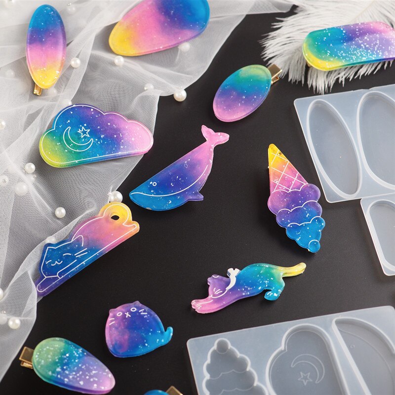 Crystal Epoxy Resin Hair Clip Mold Hair Accessories Hand-decorated Duckbill Clip Word Clip Mold