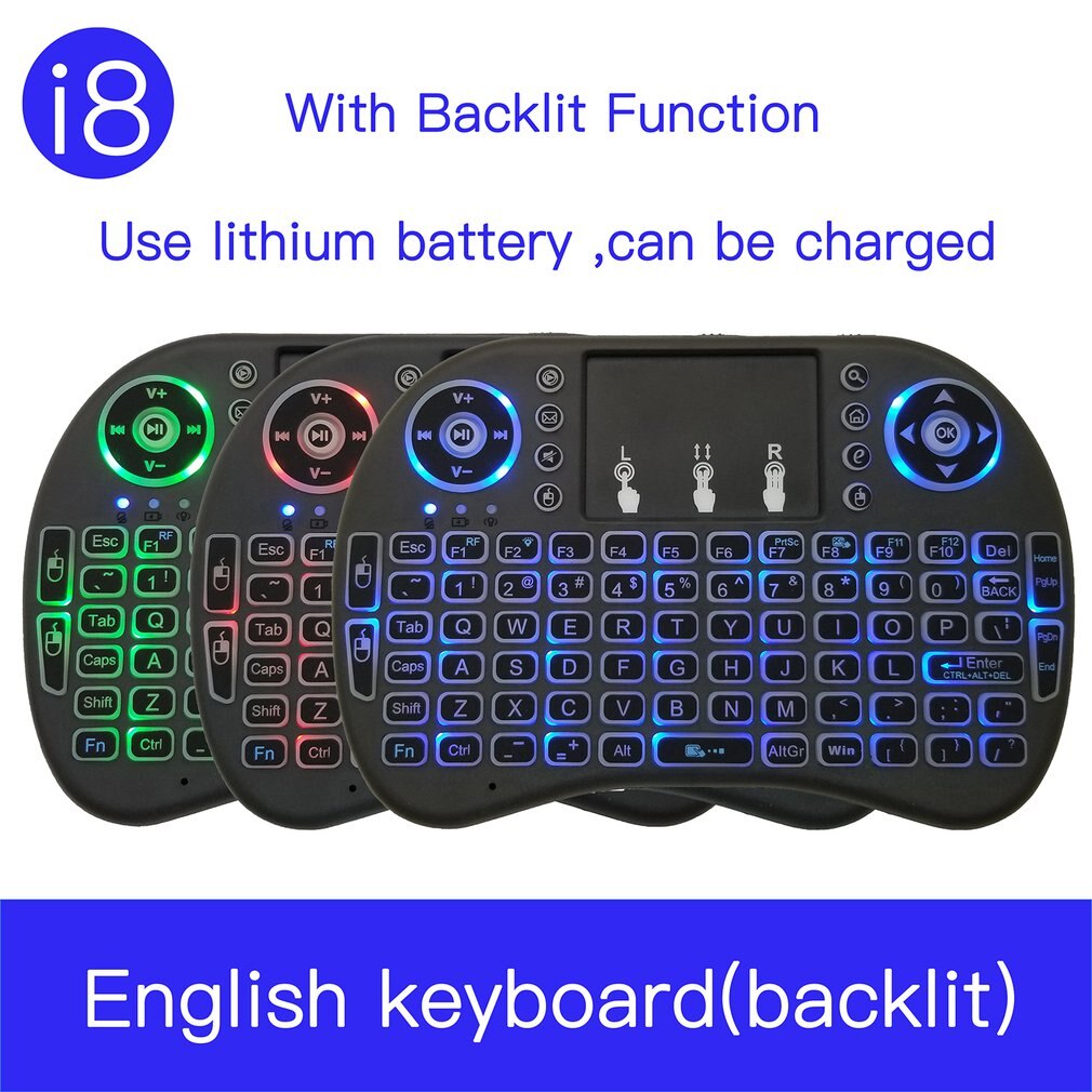 I8 Backlight Mini Wireless Keyboard 2.4Ghz Met Touchpad Toetsenbord Muis Voor Raspberry Pi 3 Rpi 2 Mini Pc Smart tv Android Tv Box