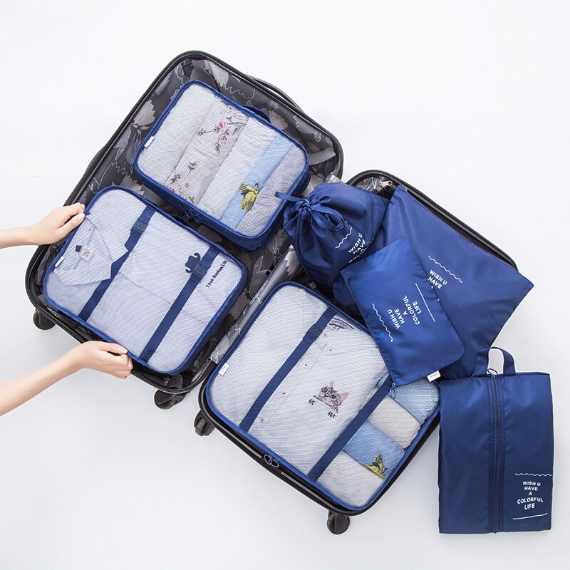7 pieces Set Travel Organizer Storage Bags Suitcase Packing Set Storage Cases Portable Luggage Organizer Clothes Shoe Tidy Pouch: 12