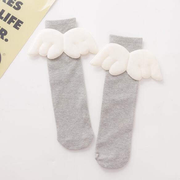 Baby FlüGel Strumpf freundlicher Weiche Baumwolle bein warme Kleinkind Knie Hohe Strumpf studenten sneaker Legwarm Herbst Winter Neue: hell grau Flügel