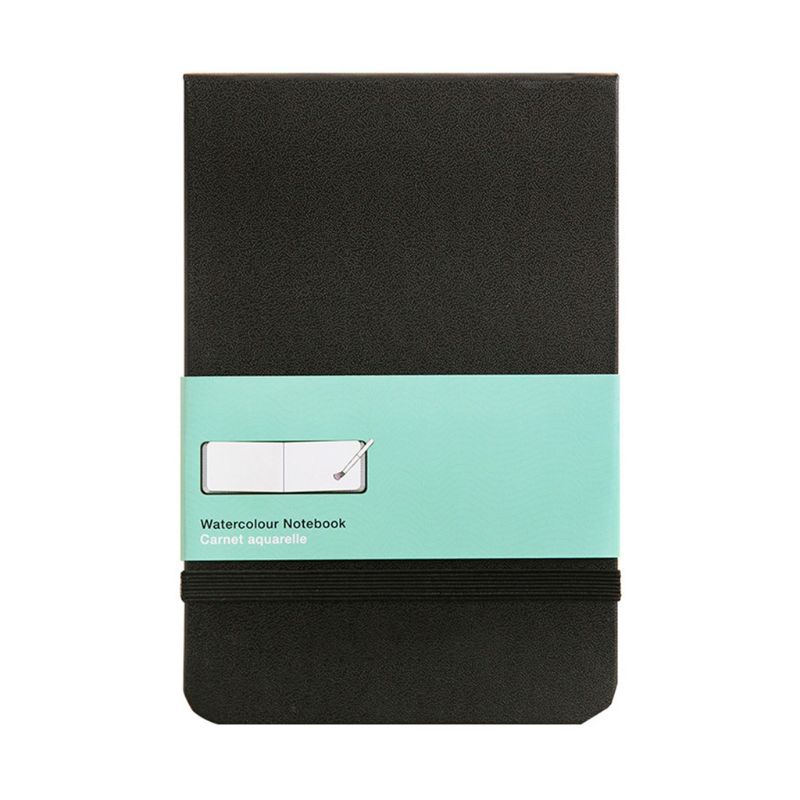 Portable A6 PU Leather Cover Watercolor Book Paper Hand-painted Sketch Travel Painting Art Supplies: Black