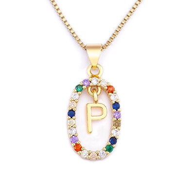 Nouvelle offre spéciale coloré 26 lettres A-Z initiale M S C K Alphabet pendentif longue chaîne collier nom bijoux femmes accessoires: Titane plaqué