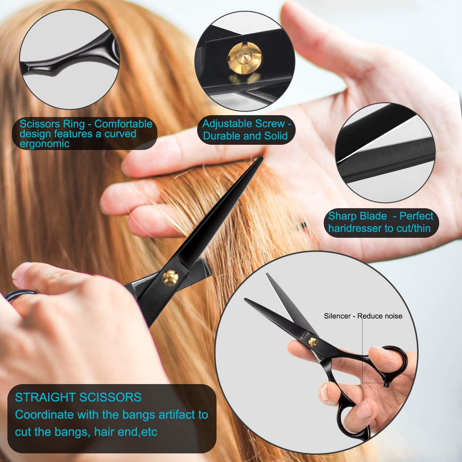 YBLNTEK-tijeras de peluquería de 6 pulgadas, herramienta de estilismo de salón de belleza, de acero inoxidable