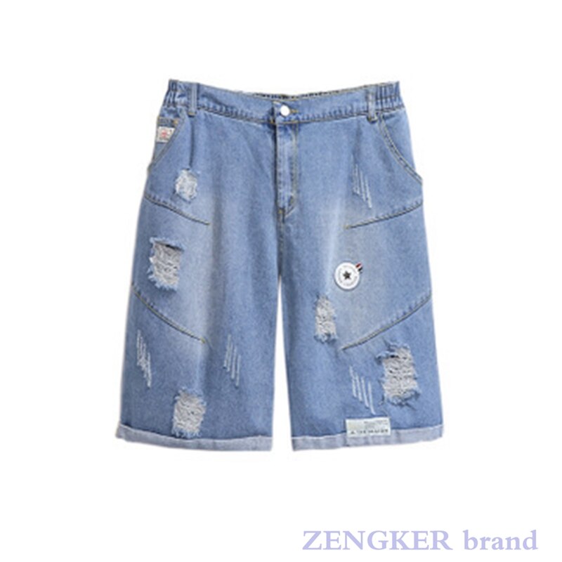 Stor storlek dam& #39 ;s sommar hål jeansshorts lösa harem raka kvinnor& #39 ; s 7xl slitna shorts för kvinnor i plus size: Xxl