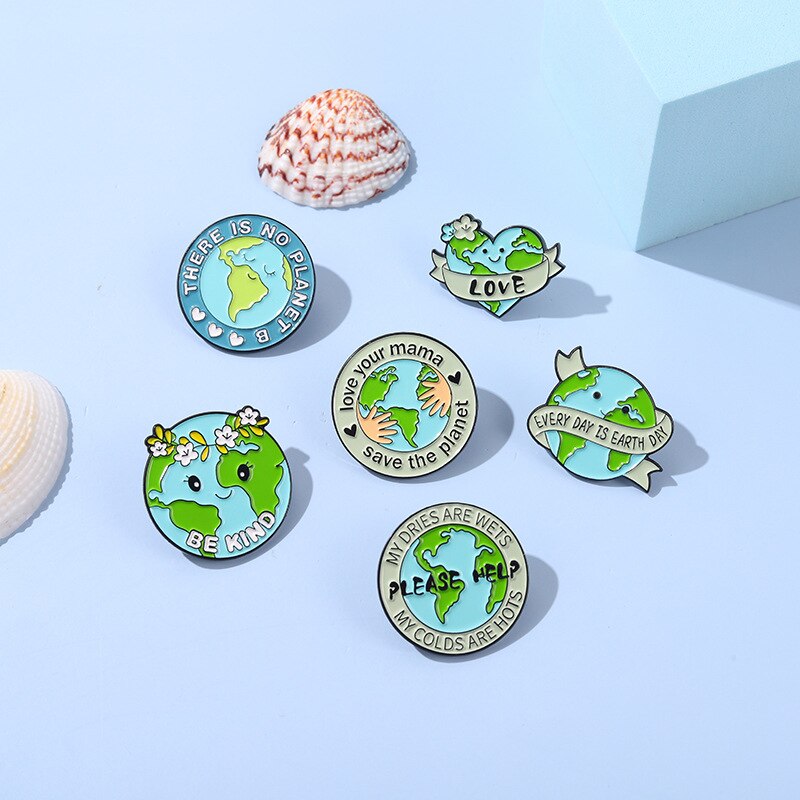 Creativo serie di protezione ambientale verde spilla in lega personalità della moda ambiente per la cura della terra accessori per Badge selvatici