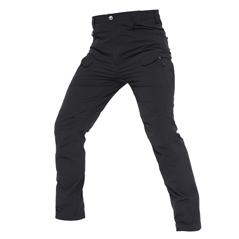 Bukser til mænd vandtætte vindtætte bukser udenfor sportsvandringsbukser arbejdsbukser med flere lommer: Sort / L