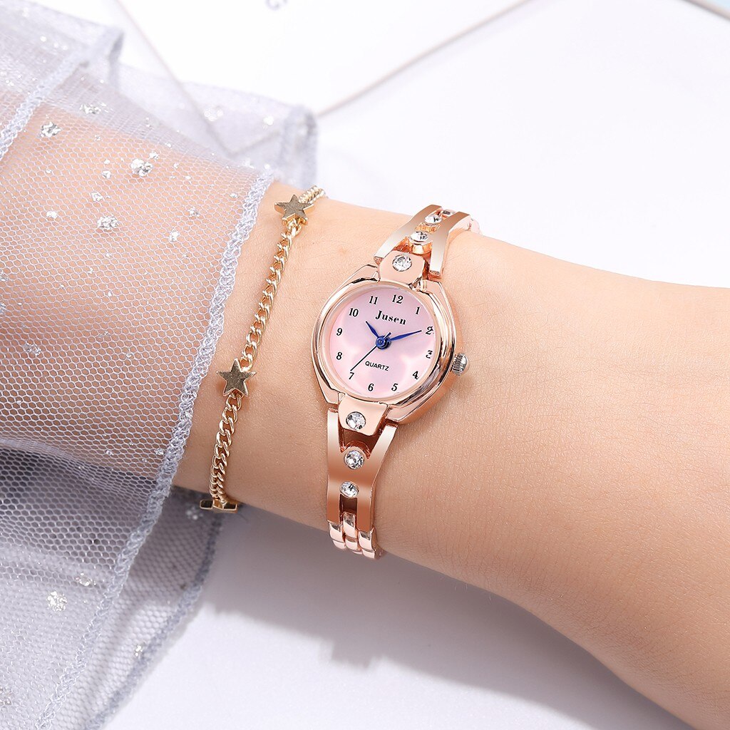 Eenvoudige Ster Diamond Ingelegd Rvs Horloge Dames Quartz Horloge Vrouwen Horloges Luxe Armband Horloge Dames Sieraden