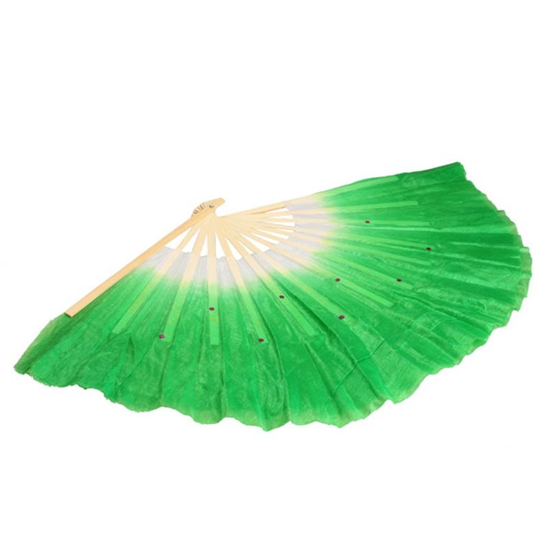 Accessoires de danse du ventre chinoise en soie colorée, en bambou, accessoires pour fans courts QW: Green