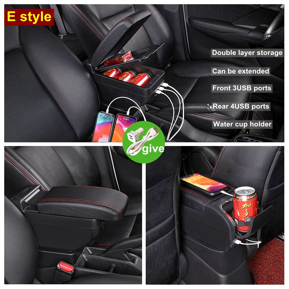 Xukey Dual Layer Center Armrest Storage Box For Hyundai Accent 2017-2020