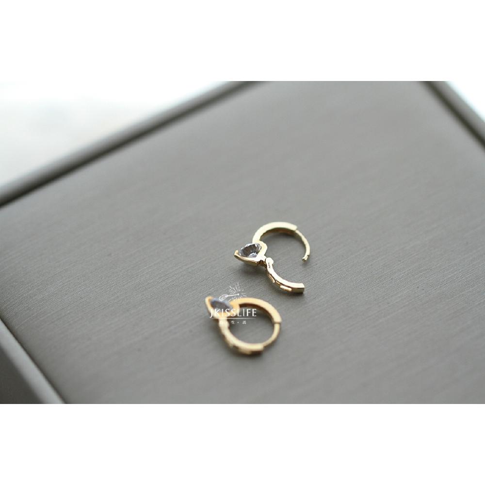 GOLDtutu 9k Gold Japanese Exquisite Temperament Simple and Versatile Single Diamond Earring Earrings