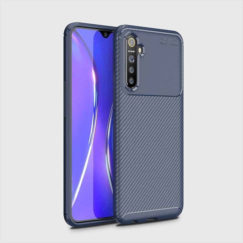 Für Realme XT Fall Original Ultra dünne Carbon fiber Weiche TPU Stoßfest Fall Rüstung Zurück Abdeckung Für OPPO Realme X k3 Fall X2 Abdeckung: For Realme K3 / Marineblau