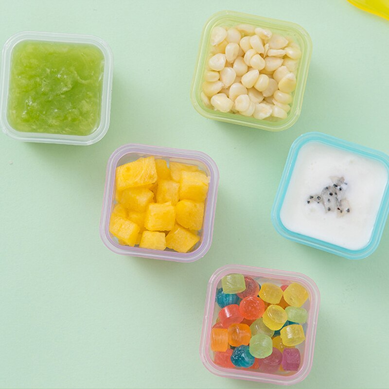 Juegos de cuencos de alimentación para bebé, 3 piezas, 60ml, platos de aprendizaje para bebé, cuenco de comida auxiliar, Mini cajas de almacenamiento selladas portátiles, puede microondas