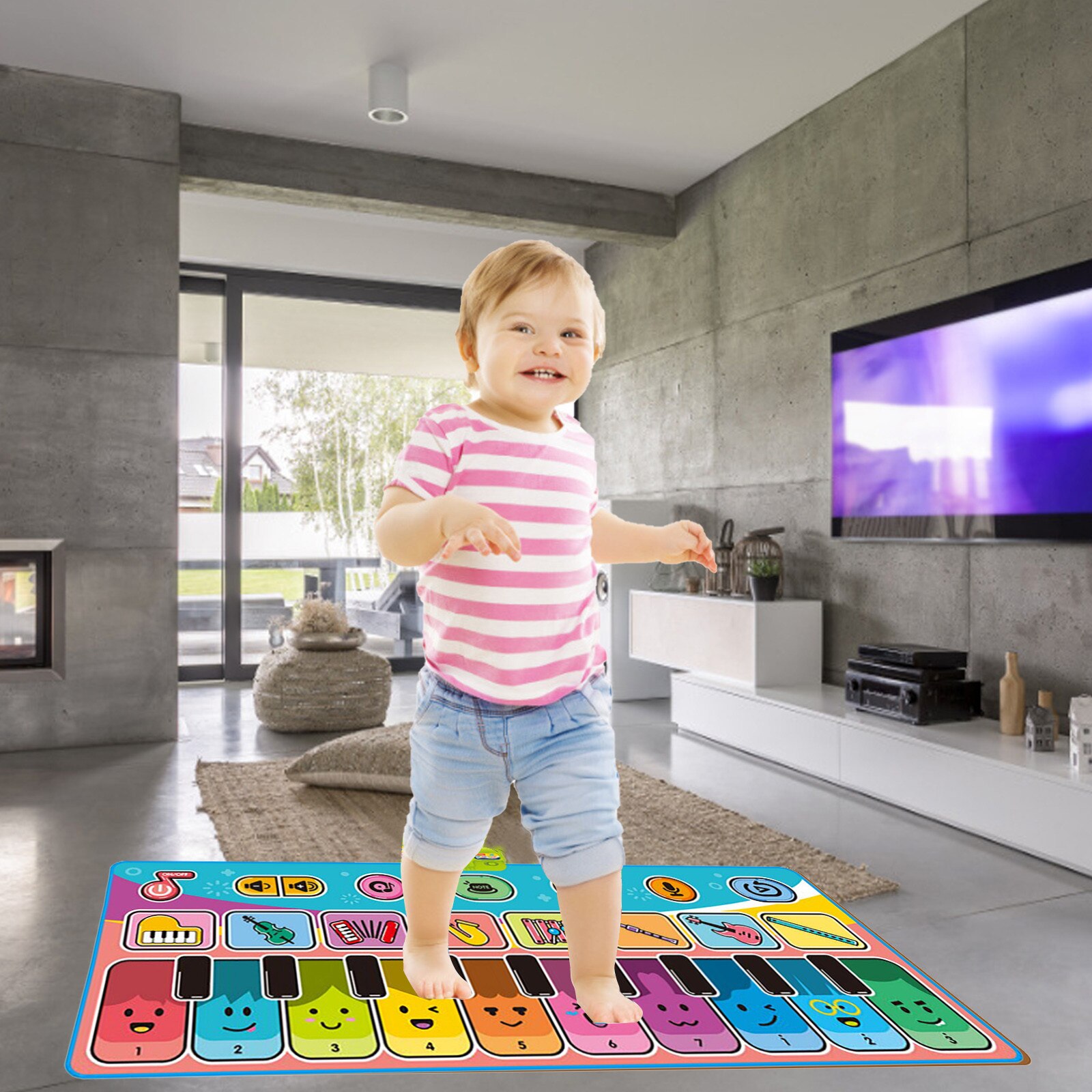 Mooie Afdrukken Piano Dansmat Fun Muzikale Stap 'N' Play Mat Voor Kinderen-Voeren Klassieke Tunes Met Uw Voeten-Grote