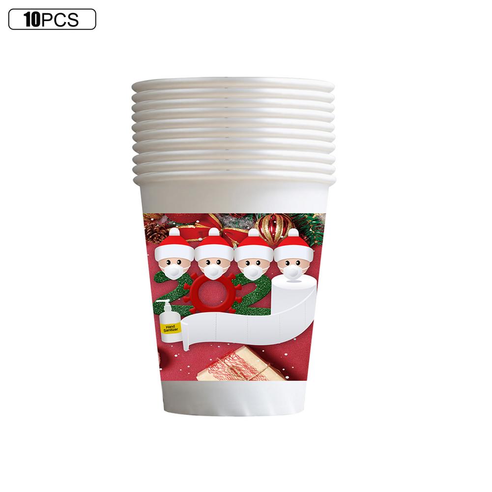 9oz Christmas Paper Cup Set Disposable Leak-proof Polyethylene Paper Coffee Cups: Grey