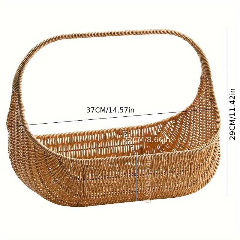 Cesta de pan tejida a mano y bandeja de frutas en ratán natural, cesta de estilo rústico para servir pan y frutas