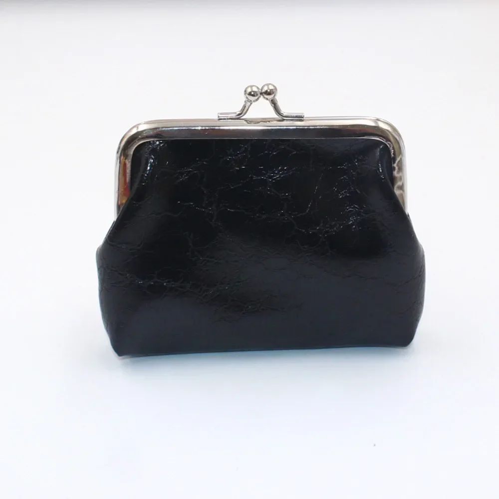 Myntpung med oljevoks i skinn, 4- tommers spenne, mini-lommebok, myntveske, leppestift-oppbevaringsveske, dame-clutch-veske