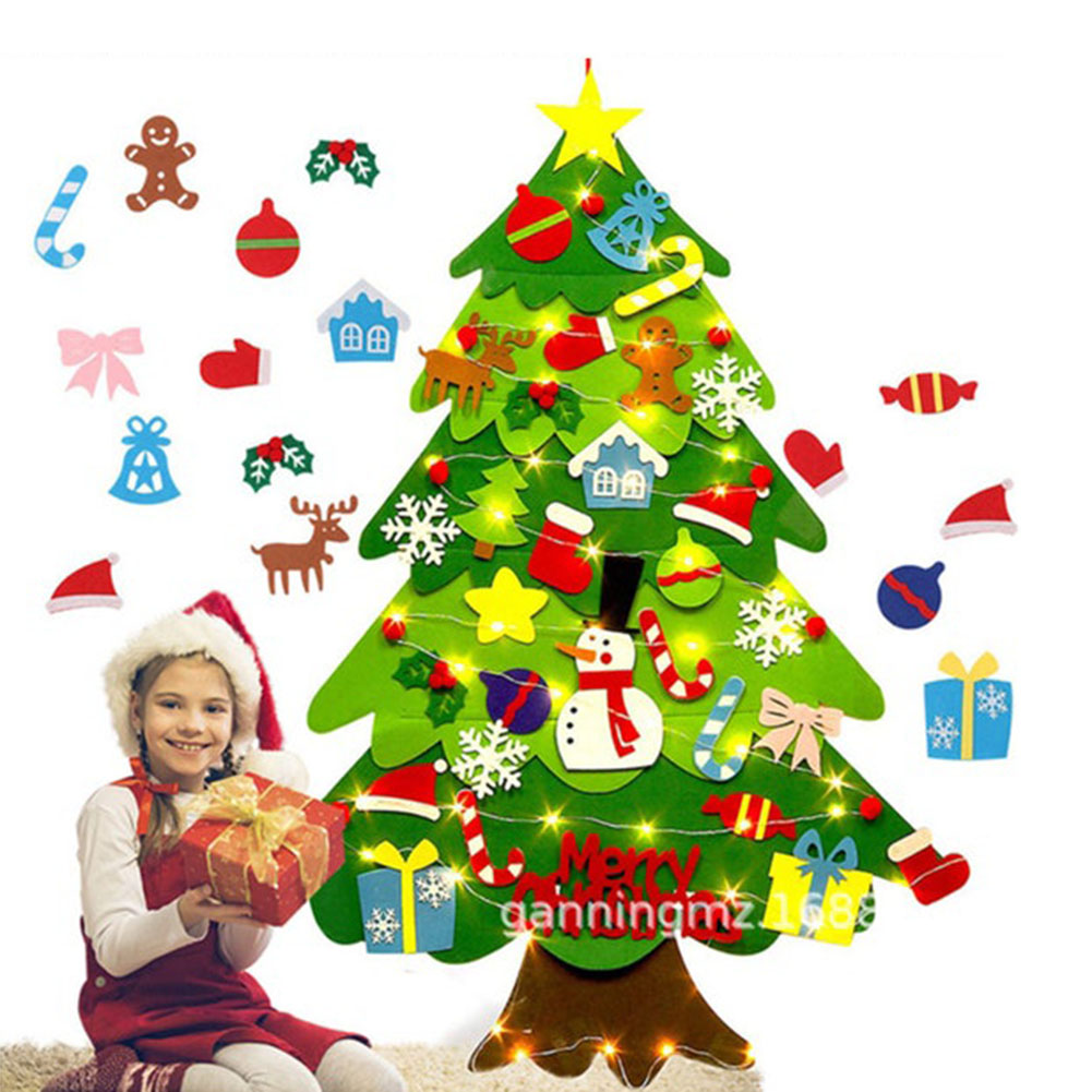 Kids DIY Felt Christmas Tree Merry Christmas Decorations for Home Christmas Ornaments Navidad 2022 Year Xmas Tree