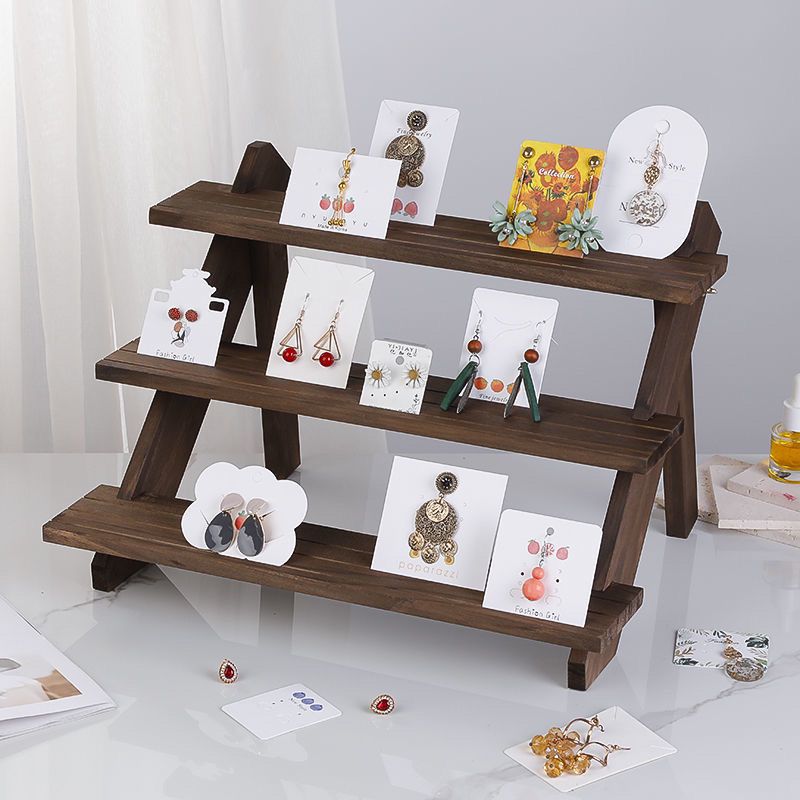 Holz Anzeige Stand Trapez Armbinde Ring Schmuck Gestell Ohrringe Karten Halfter Nagel Stall Anzeige Stand Puppe Regal Veranstalter