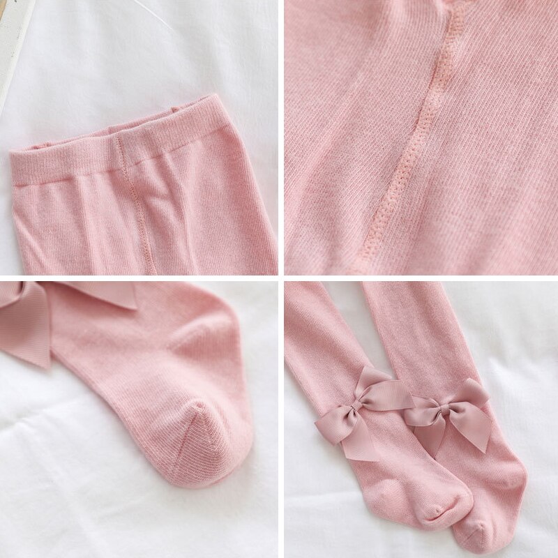 Bowknot Baby Girl Tights Soft Solid Color Infant Toddler Pantyhose Warm Autumn Winter Baby Girls Stockings 12-24M