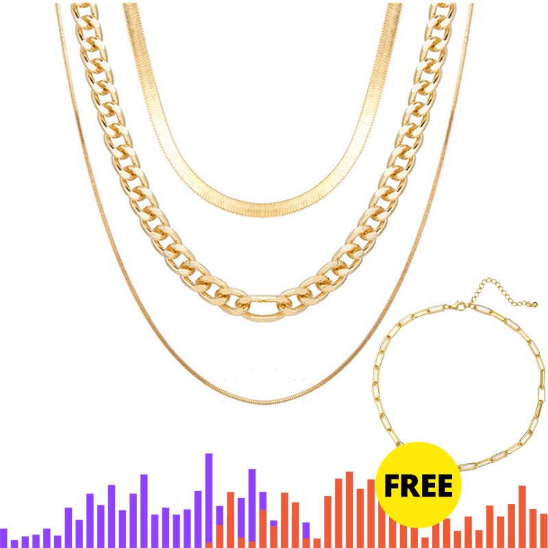 Punk Charm Chain Choker Necklace for Women Golden Miami Gold Thick Chain Link Choker Necklaces Female Jewelry: 51946   5110001