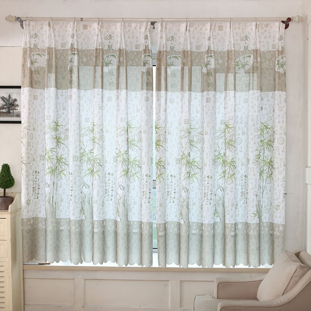 for Bamboo Print Sheer Window Curtains For Living Room Bedroom really good