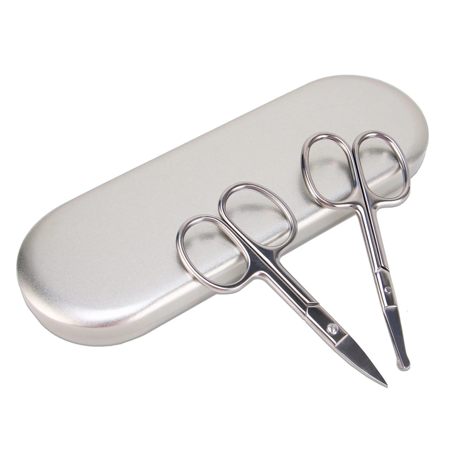 2Pcs Stainless Steel Grooming Small Scissors Nose Hair Trimming Beard Mustaches Eyebrow Eyelashes Ear Hair Trimmer for Men Women